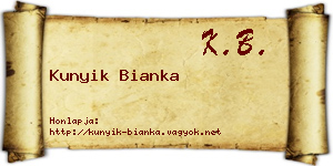 Kunyik Bianka névjegykártya